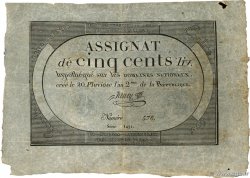 500 Livres  FRANKREICH  1794 Ass.47a