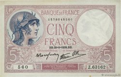 5 Francs FEMME CASQUÉE modifié FRANCE 1939 F.04.10 SUP