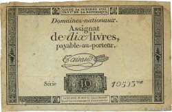 10 Livres filigrane républicain FRANCE 1792 Ass.36c TB
