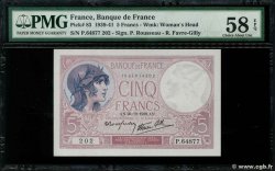 5 Francs FEMME CASQUÉE modifié FRANCIA  1939 F.04.13