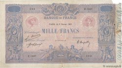 1000 Francs BLEU ET ROSE FRANKREICH  1921 F.36.37 SGE