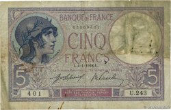 5 Francs FEMME CASQUÉE FRANCE 1918 F.03.02 TB