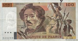 100 Francs DELACROIX imprimé en continu FRANCE 1990 F.69bis.02e1 TB