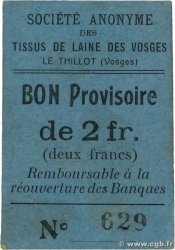 2 Francs FRANCE régionalisme et divers Le Thillot 1914 JP.88-109