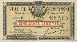 50 Centimes FRANCE régionalisme et divers Remiremont 1915 JP.88-062
