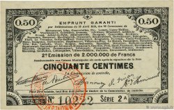 50 Centimes FRANCE régionalisme et divers 70 Communes 1915 JP.62-0069