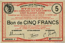 5 Francs FRANCE régionalisme et divers Girey-Blamont, Xures 1917 JP.54-023