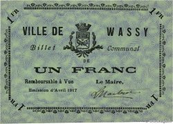1 Franc FRANCE régionalisme et divers Wassy 1917 JP.52-51