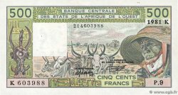 500 Francs ÉTATS DE L AFRIQUE DE L OUEST 1981 P.706Kc
