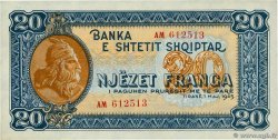 20 Franga ALBANIA 1945 P.16 UNC-