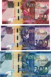 50, 100 et 200 Shillings Lot KENYA  2019 P.52 au P.54 UNC-