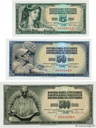 5, 50 et 500 Dinara Lot YOUGOSLAVIE  1968 P.081b, P.083c, P.084a pr.NEUF