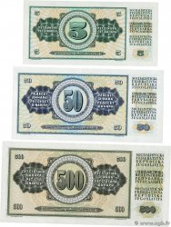 5, 50 et 500 Dinara Lot YUGOSLAVIA  1968 P.081b, P.083c, P.084a UNC-