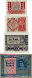 1, 2, 10 et 1000 Kronen Lot AUTRICHE 1922 P.073 au P.075 et P.078