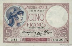 5 Francs FEMME CASQUÉE modifié FRANCE 1940 F.04.15