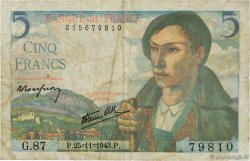 5 Francs BERGER FRANCE 1943 F.05.04