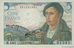 5 Francs BERGER FRANCE 1945 F.05.06