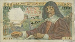 100 Francs DESCARTES FRANCE 1942 F.27.01