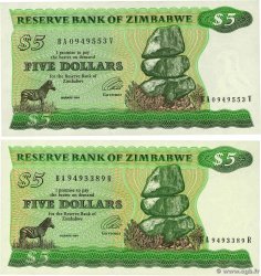 5 Dollars Lot ZIMBABWE Harare 1994 P.02d et P.02e NEUF