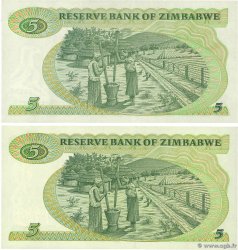 5 Dollars Lot ZIMBABWE Harare 1994 P.02d et P.02e NEUF