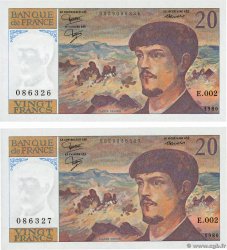 20 Francs DEBUSSY Consécutifs FRANCE  1980 F.66.01