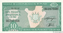 10 Francs BURUNDI  1997 P.33d FDC