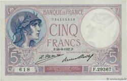5 Francs FEMME CASQUÉE FRANCE  1927 F.03.11 TTB+