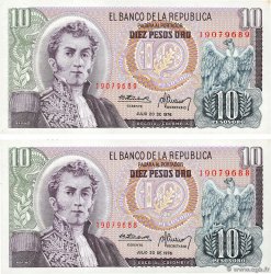 10 Pesos Oro Consécutifs KOLUMBIEN  1976 P.407f fST+