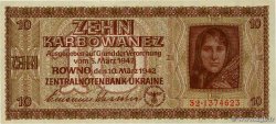10 Karbowanez UKRAINE  1942 P.052 TTB