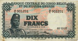 10 Francs BELGIAN CONGO  1957 P.30b