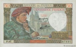 50 Francs JACQUES CŒUR FRANCE  1941 F.19.12 AU+