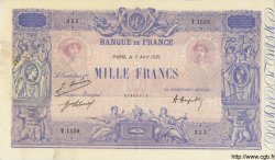 1000 Francs BLEU ET ROSE FRANCE  1921 F.36.37 TTB
