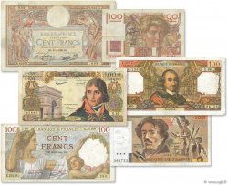 Lot 6 billets BdF : Les 100 Francs au XXe siècle FRANCE  1940 F.25-26-28-59-65-69 TB