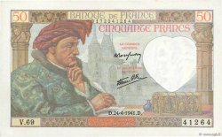 50 Francs JACQUES CŒUR FRANCE  1941 F.19.09 pr.NEUF