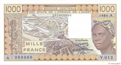 1000 Francs ÉTATS DE L AFRIQUE DE L OUEST  1986 P.107Ag