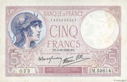 5 Francs FEMME CASQUÉE modifié FRANCIA  1939 F.04.04