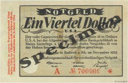 1/4 Dollar Spécimen GERMANY Biebrich 1923 Mul.0420s UNC-