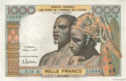 1000 Francs ESTADOS DEL OESTE AFRICANO  1961 P.103Ab EBC