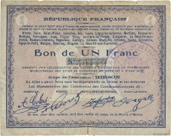 1 Franc FRANCE Regionalismus und verschiedenen  1915 JP.02-1188