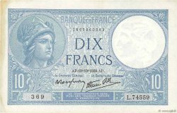 10 Francs MINERVE modifié FRANCE  1939 F.07.12 SUP+