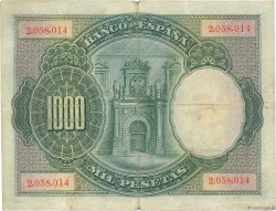 1000 Pesetas ESPAGNE  1925 P.070a TTB
