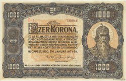 1000 Korona HUNGARY  1920 P.066a VF