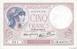 5 Francs FEMME CASQUÉE modifié FRANCIA  1939 F.04