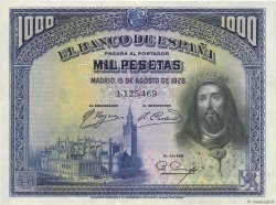 1000 Pesetas SPAIN  1928 P.078a XF