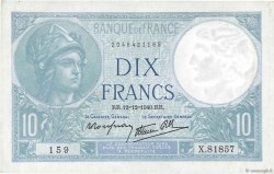 10 Francs MINERVE modifié FRANKREICH  1940 F.07.24 VZ to fST