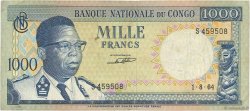 1000 Francs RÉPUBLIQUE DÉMOCRATIQUE DU CONGO  1964 P.008a TB