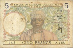 5 Francs AFRIQUE OCCIDENTALE FRANÇAISE (1895-1958)  1935 P.21 TB