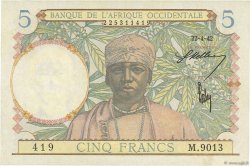 5 Francs FRENCH WEST AFRICA  1942 P.25 SPL
