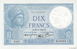 10 Francs MINERVE modifié FRANCIA  1940 F.07.22