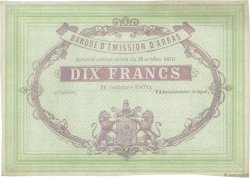 10 Francs Non émis FRANCE regionalism and miscellaneous Arras 1870 JER.62.02C